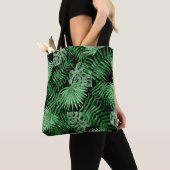 Chic Tropical Green Palm Tree Blätter Summer Art Tasche (Von Nahem)