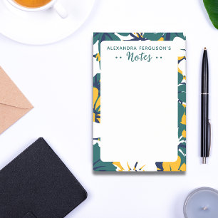 Chic Tropical Green Yellow White Floral Pattern Post-it Klebezettel
