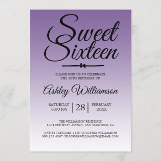 Chic Tropical Lila Ombre Sweet 16 16. Geburtstag Einladung