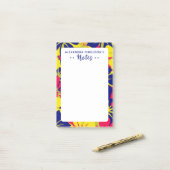 Chic Tropical Lila Pink Yellow Floral Pattern Post-it Klebezettel (Auf Schreibtisch)