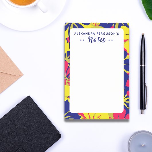 Chic Tropical Lila Pink Yellow Floral Pattern Post-it Klebezettel