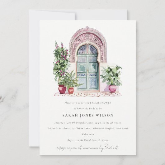 Chic Tropical marokkanisches Brautparty Einladung (Vorderseite)