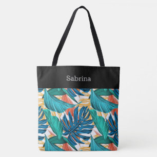 Chic Tropical Mit Monogramm Tote Bag Tasche