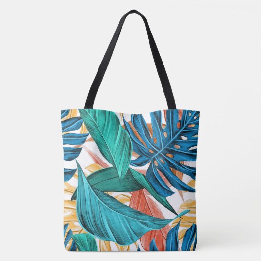 Chic Tropical Mit Monogramm Tote Bag Tasche (Rückseite)