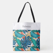 Chic Tropical Mit Monogramm Tote Bag Tasche (Vorderseite)