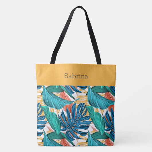 Chic Tropical Mit Monogramm Tote Bag Tasche (Vorderseite)
