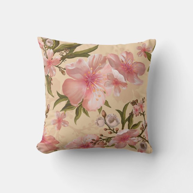 Chic Tropical Modern Watercolor Floral Kissen (Vorderseite)