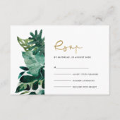 Chic Tropical Monstera Foliage Green Wedding Rsvp Begleitkarte (Vorderseite)