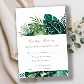 Chic Tropical Monstera Foliage Green Wedding Rsvp Begleitkarte