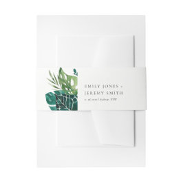 Chic Tropical Monstera Green Leafy Foliage Wedding Einladungsbanderole