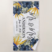 Chic Tropical Personalisiert Mr & Mrs Custom Strandtuch (Vorderseite)