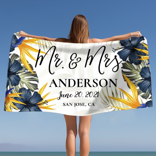 Chic Tropical Personalisiert Mr & Mrs Custom Strandtuch