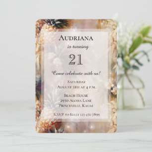 Chic Tropical Pineapples Sparkle Geburtstag Einladung
