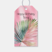Chic Tropical Pink Green Leaf Geschenkanhänger (Vorderseite)