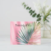 Chic Tropical Pink Green Leaf Postkarte (Stehend Vorderseite)
