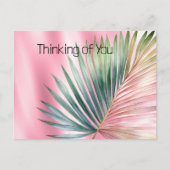Chic Tropical Pink Green Leaf Postkarte (Vorderseite)