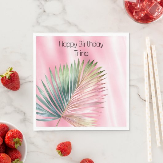 Chic Tropical Pink Green Leaf Serviette (Beispiel)