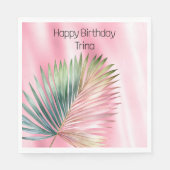Chic Tropical Pink Green Leaf Serviette (Vorderseite)