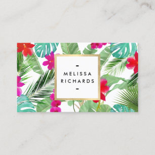 Chic Tropical Print Watercolor Designer Visitenkarte
