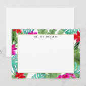 Chic Tropical Print Watercolor Flat Note Card (Vorne/Hinten)