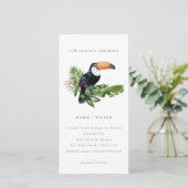 Chic Tropical Rainforest Toucan Vow Renewal Einlad Dankeskarte (Stehend Vorderseite)