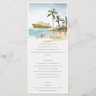 Chic Tropical Seascape Palm Beach Cruise Wedding Menükarte