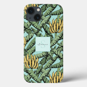 Chic Tropical Turquoise Yellow Banana Leaf Muster Case-Mate iPhone Hülle
