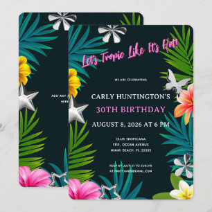 Chic Tropical Vibes 30. Geburtstagsfeier Einladung