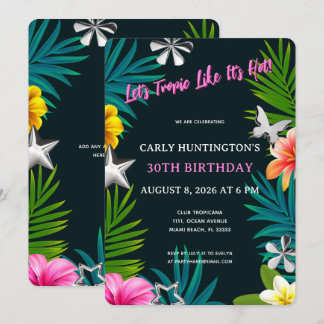 Chic Tropical Vibes 30. Geburtstagsfeier Einladung