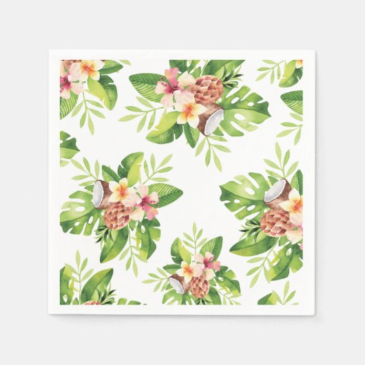 Chic Tropical Watercolor Floral Serviette (Vorderseite)