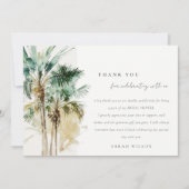 Chic Tropical Watercolor Palm Trees Brautparty Dankeskarte (Vorderseite)