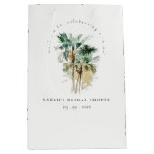 Chic Tropical Watercolor Palm Trees Brautparty Mittlere Geschenktüte (Vorderseite)