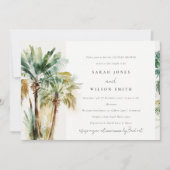 Chic Tropical Watercolor Palmen Paare Dusche Einladung (Vorderseite)