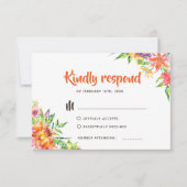 Chic Tropical Watercolor Summer Wedding RSVP Karte (Vorderseite)