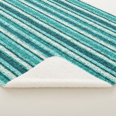 Chic türkis gestreifte Fleecedecke Sherpadecke (3/4)