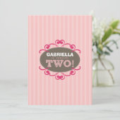 Chic Turning 2 Geburtstagsparty Einladung (pink) (Stehend Vorderseite)