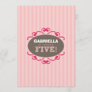 Chic Turning 5 Geburtstagsparty Einladung (pink)