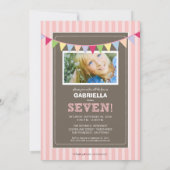 Chic Turning 7 Geburtstagsparty Einladung (pink) (Rückseite)