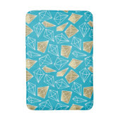 Chic Turquoise Aqua Blue Gold Diamonds Badematte (Vorderseite Vertikal)