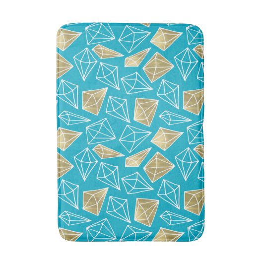 Chic Turquoise Aqua Blue Gold Diamonds Badematte (Vorderseite Vertikal)