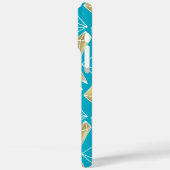 Chic Turquoise Aqua Blue Gold Diamonds Case-Mate iPhone Hülle (Rückseite / Links)