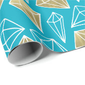 Chic Turquoise Aqua Blue Gold Diamonds Geschenkpapier (Rolleneckpunkt)
