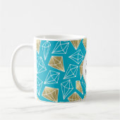 Chic Turquoise Aqua Blue Gold Diamonds Kaffeetasse (Links)
