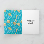 Chic Turquoise Aqua Blue Gold Diamonds Karte (Innenseite)