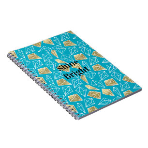 Chic Turquoise Aqua Blue Gold Diamonds Notizblock