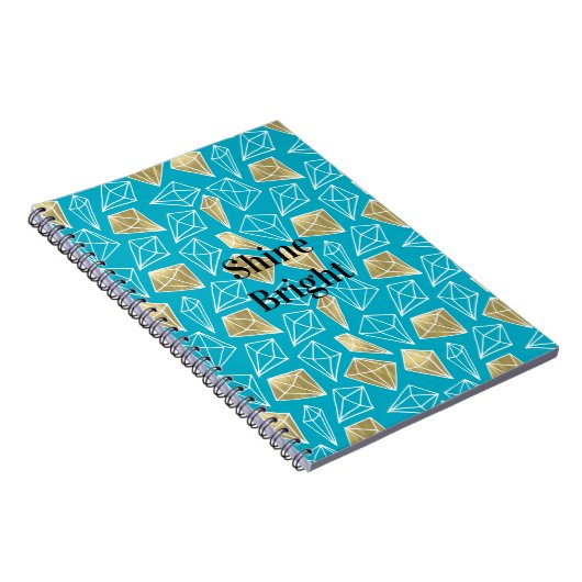 Chic Turquoise Aqua Blue Gold Diamonds Notizblock (Rechte Seite)