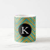 Chic Turquoise Aqua Blue Gold Zickzack Monogram Kaffeetasse (Mittel)