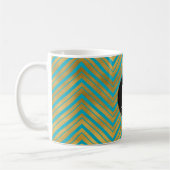 Chic Turquoise Aqua Blue Gold Zickzack Monogram Kaffeetasse (Links)