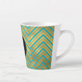 Chic Turquoise Aqua Blue Gold Zickzack Monogram Milchtasse (Rechts)