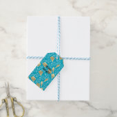 Chic Turquoise Blue Aqua Gold Diamonds Geschenkanhänger (Mit Garn)